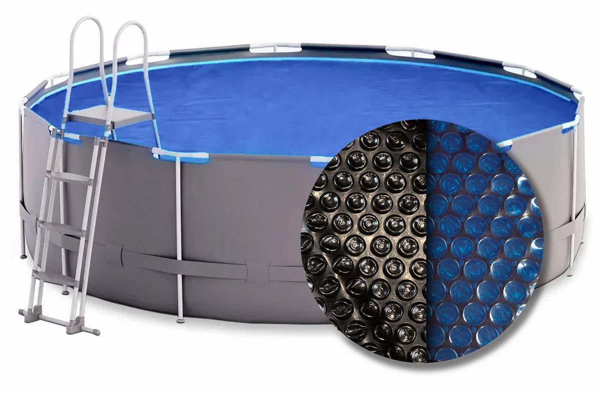 Weau solar cover rond - 610 cm (zeilmaat 595) - Zwart/Blauw